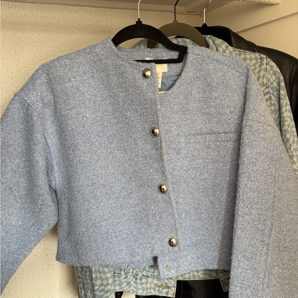 H&M Light Blue Jacket with Metallic Buttons